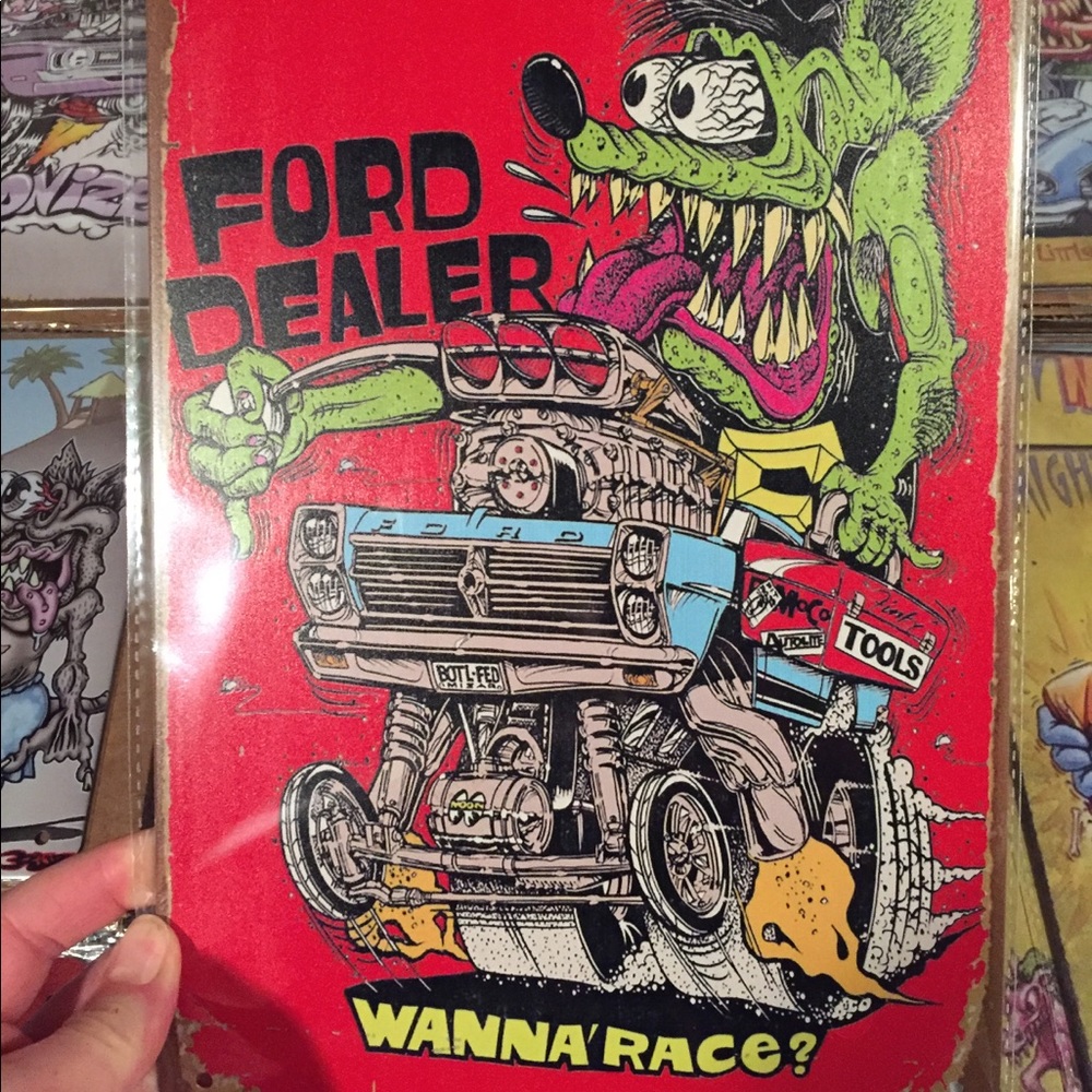 Rat Fink Reproduced Metal Tin Sign Ford Dealer